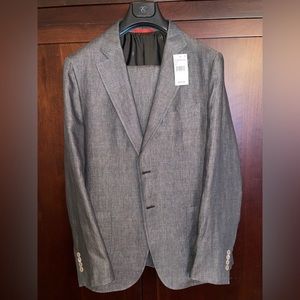 Isaia Dark brown linen two piece suit. Size: EU 54/US 44 pants 38x30